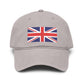 Washed Cotton Baseball Cap with Distressed Union Jack Patch Hats Printify One size Gray