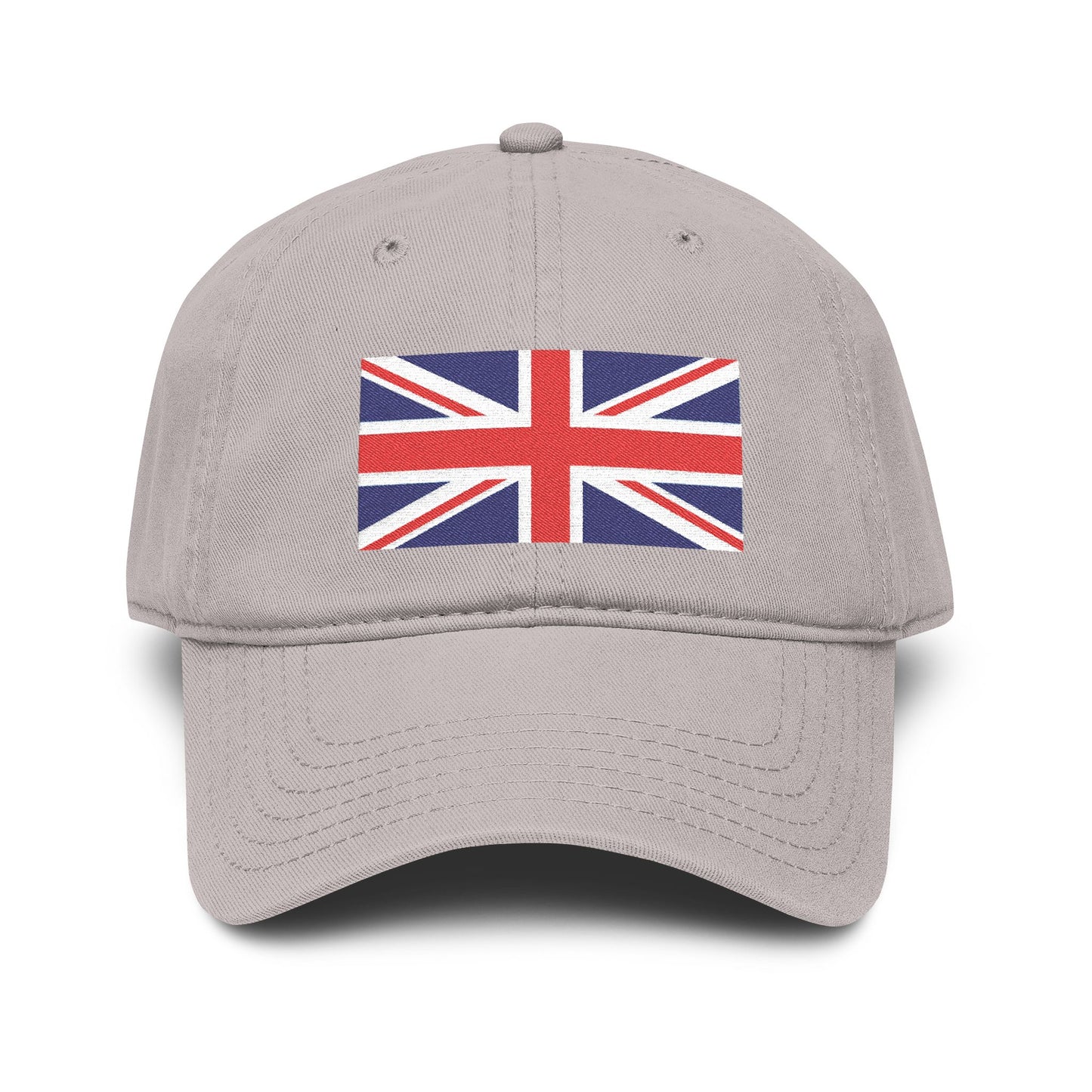 Washed Cotton Baseball Cap with Distressed Union Jack Patch Hats Printify One size Gray
