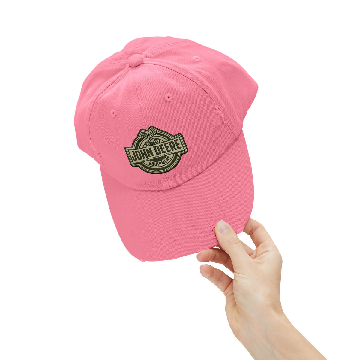 Distressed John Deere Logo Cap — Vintage Farm Equipment Baseball Hat