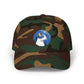 Dad Cap – White Embroidered Dog in Snow Patch Hat Hats Printify Green Camo One size