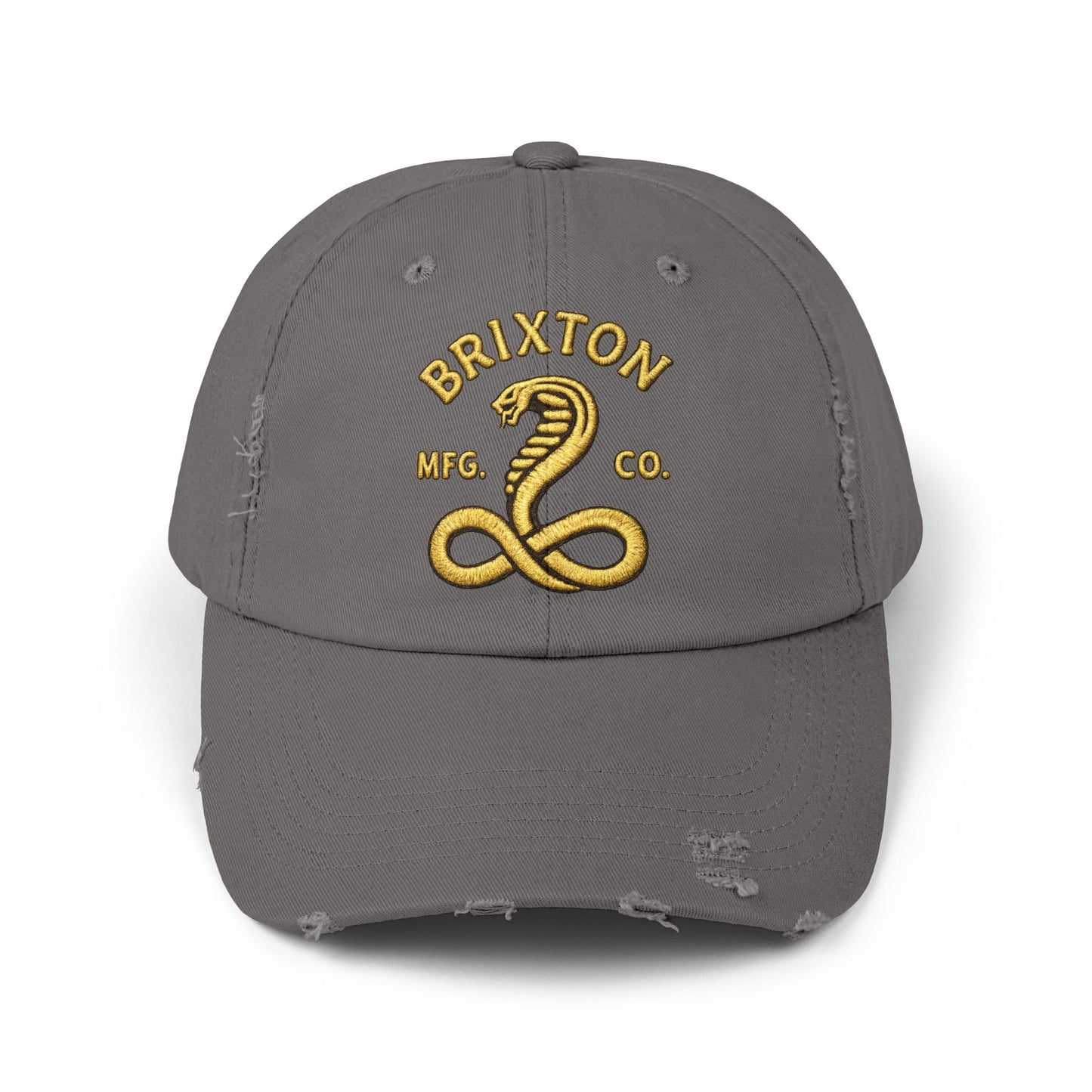 Distressed Brixton Cobra Cap — Vintage Embroidered Snake Hat Hats Printify Nickel One size