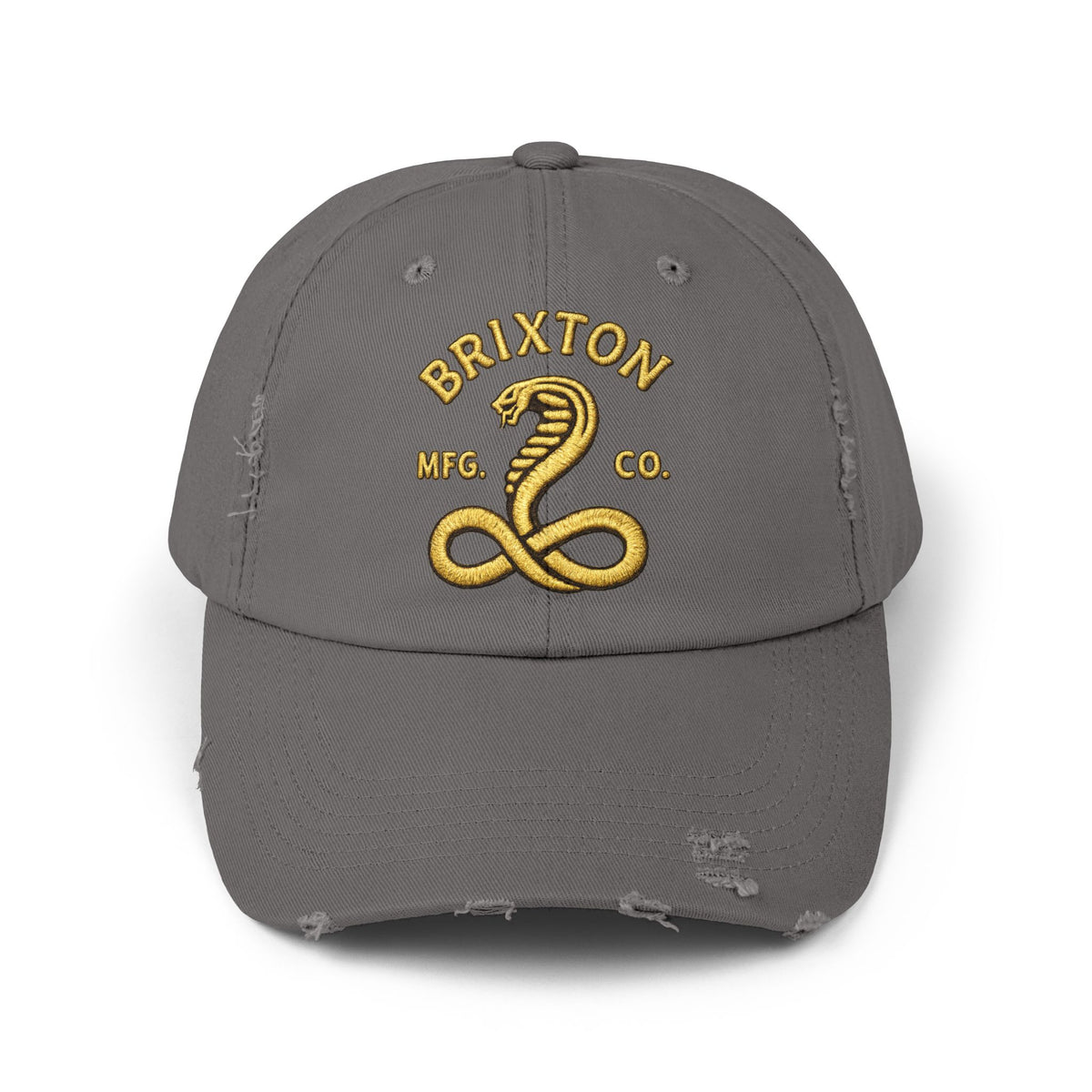 Distressed Brixton Cobra Cap — Vintage Embroidered Snake Hat Hats Printify Nickel One size