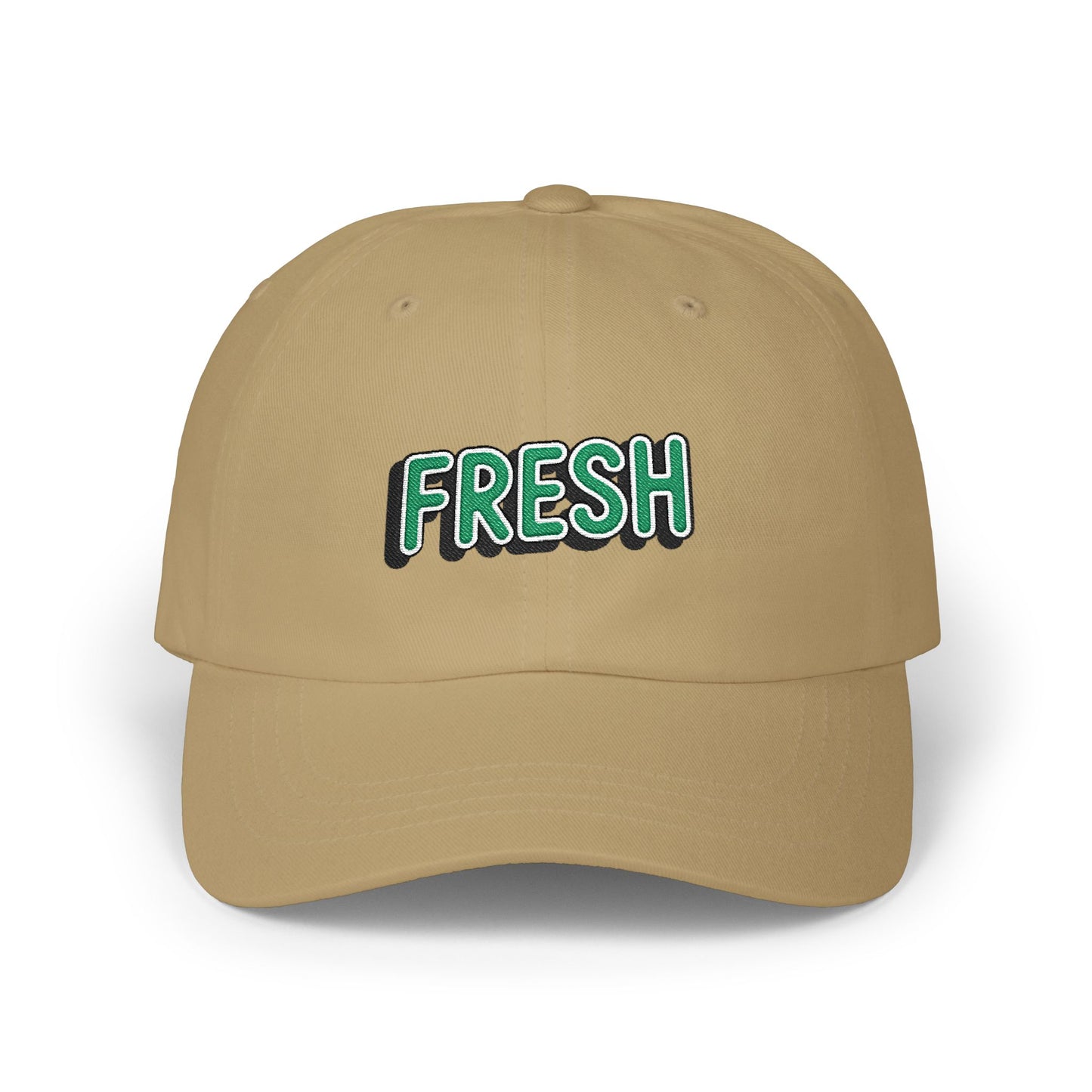 Fresh Embroidered Dad Cap — White Casual Baseball Hat Hats Printify Khaki One size