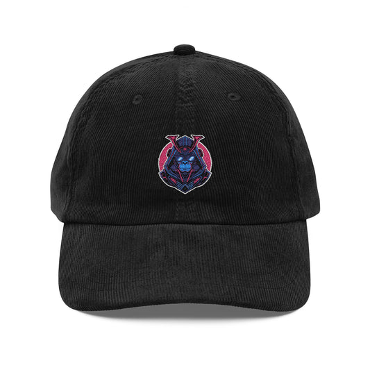 Embroidered Vintage Corduroy Cap — Retro Washed Baseball Hat Hats Printify Black One size