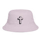 Christian Cross Bucket Hat — Minimal Faith Brown Sun Hat Hats Printify One size Orchid