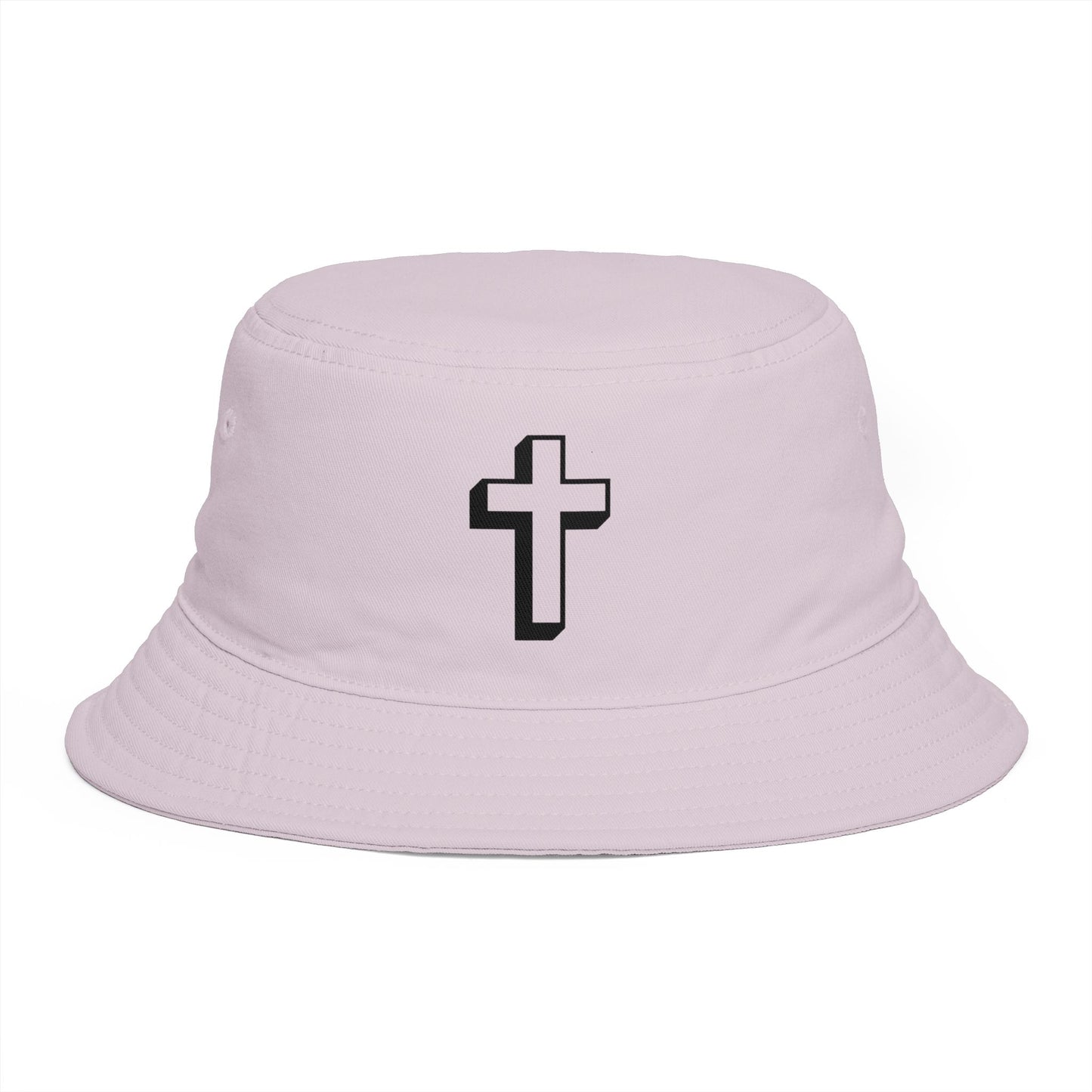 Christian Cross Bucket Hat — Minimal Faith Brown Sun Hat Hats Printify One size Orchid