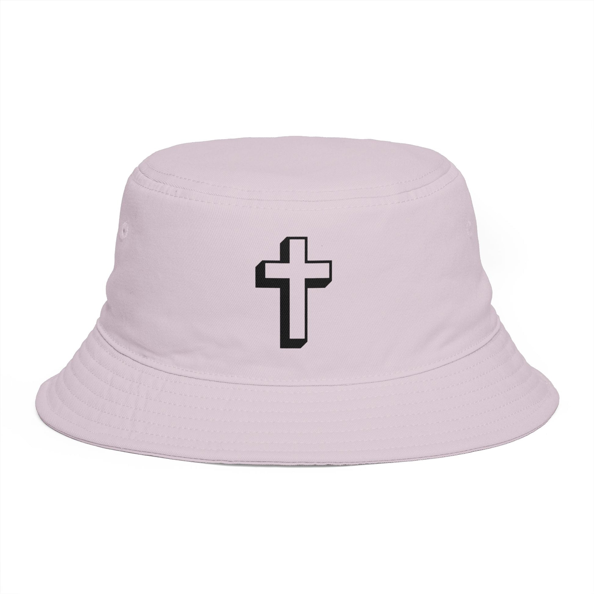 Christian Cross Bucket Hat — Minimal Faith Brown Sun Hat Hats Printify One size Orchid