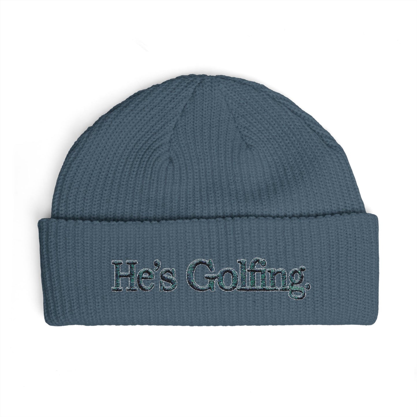 He's Golfing Cuff Beanie — Embroidered Golf Lover Knit Hat