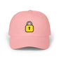 Lock Embroidered Dad Cap — Minimal Yellow Padlock Baseball Hat Hats Printify Pink One size