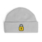 Embroidered Lock Cuff Beanie – Secure Padlock Knit Hat Hats Printify One size Athletic Heather