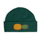 Pineapple Embroidered Cuff Beanie – Tropical Knit Winter Hat Hats Printify