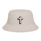 Christian Cross Bucket Hat — Minimal Faith Brown Sun Hat Hats Printify One size Bone