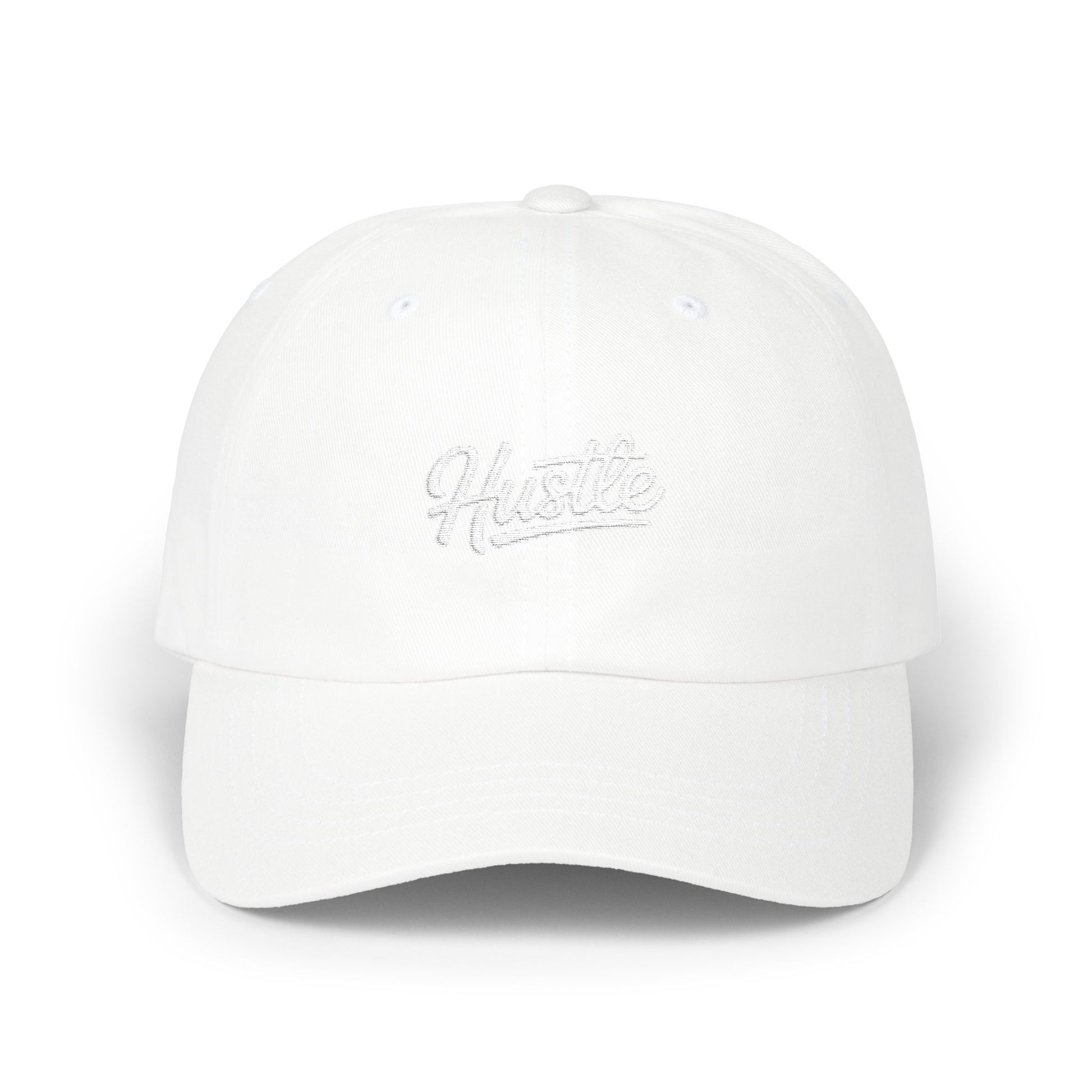 Classic Dad Cap – Minimal Script Embroidered Baseball Hat Hats Printify White One size