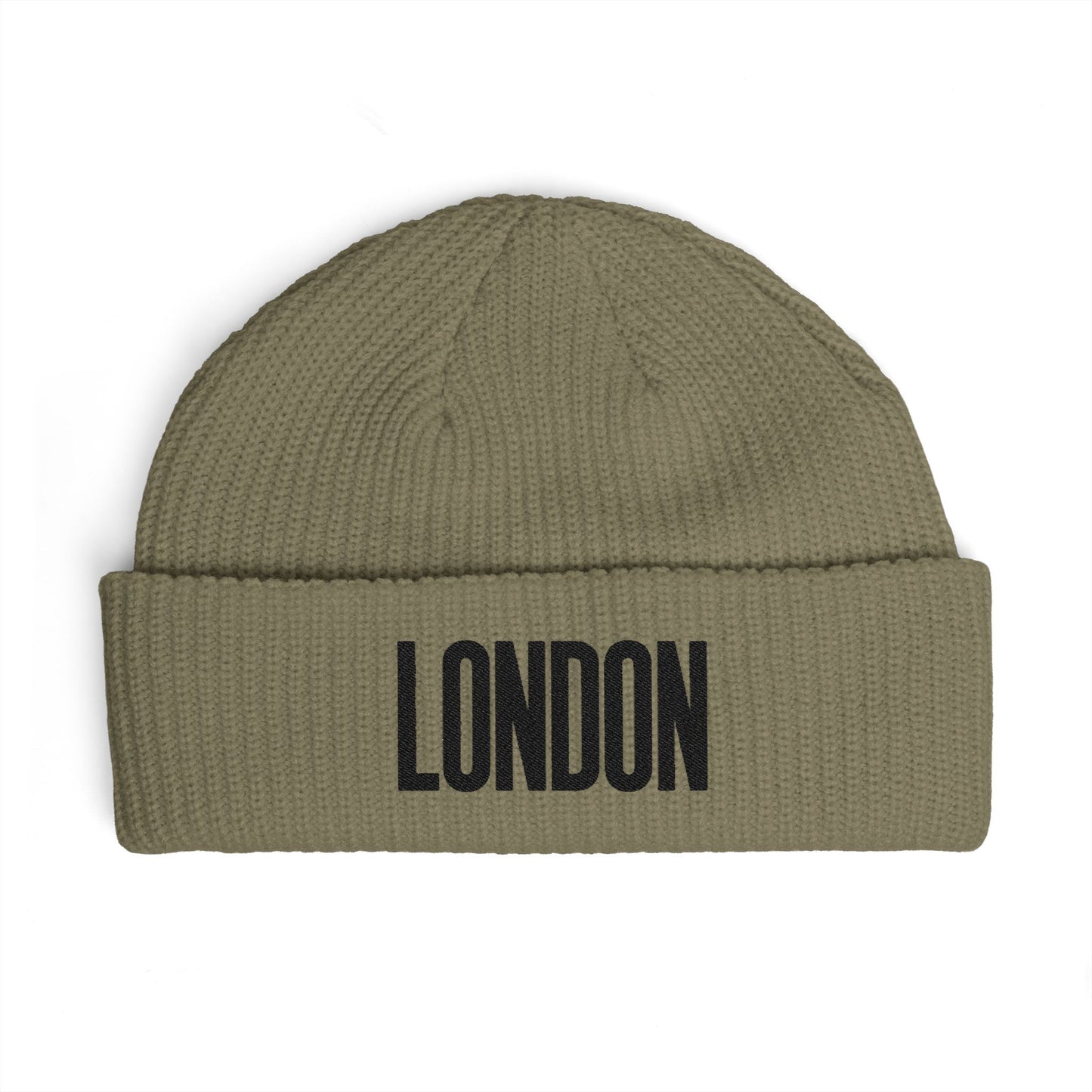 London Cuff Beanie – Embroidered City Knit Hat Hats Printify One size Eucalyptus