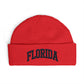 Florida Cuff Beanie - Embroidered Collegiate Knit Hat Hats Printify One size Red