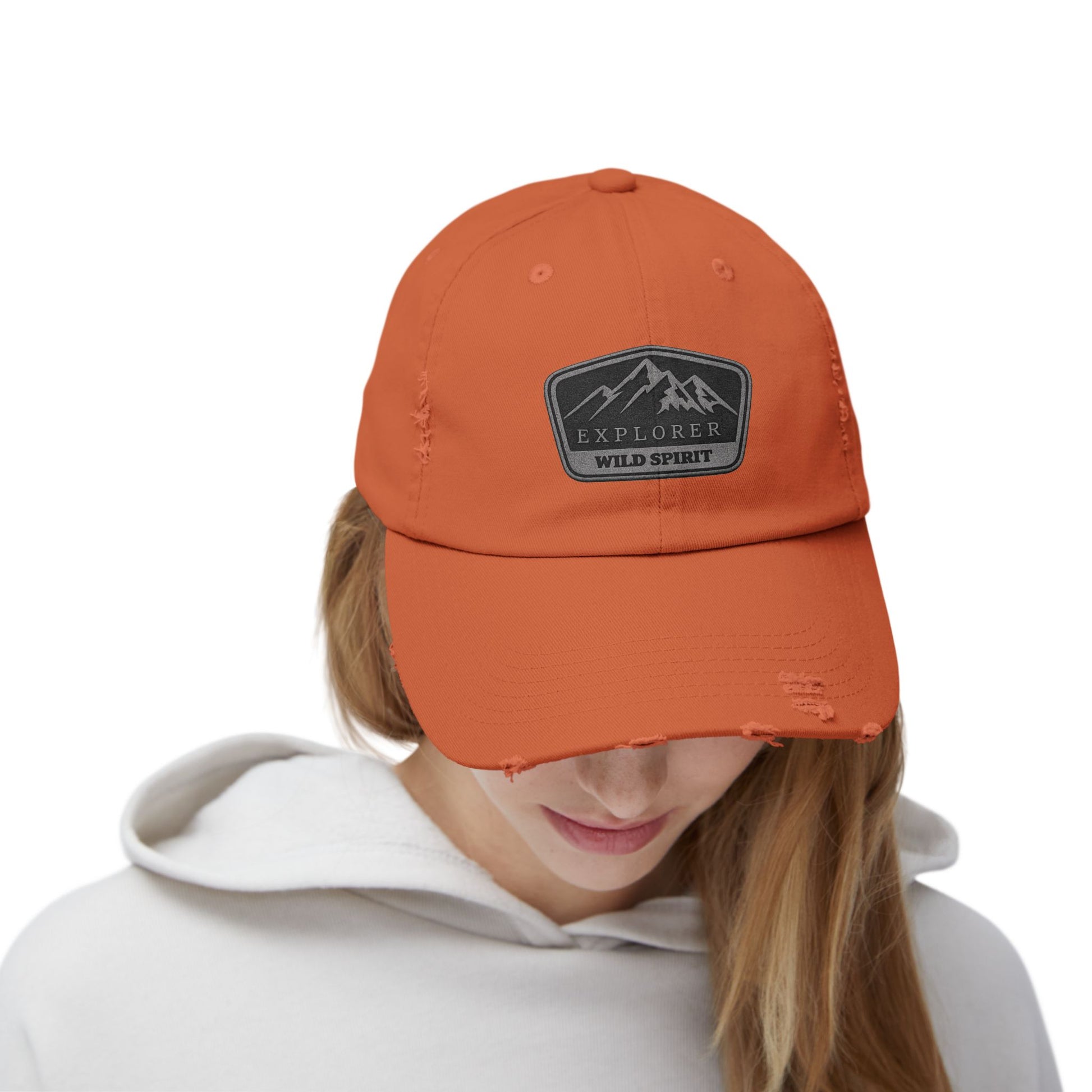 Explorer Wild Spirit Distressed Cap — Mountain Outdoors Dad Hat Hats Printify