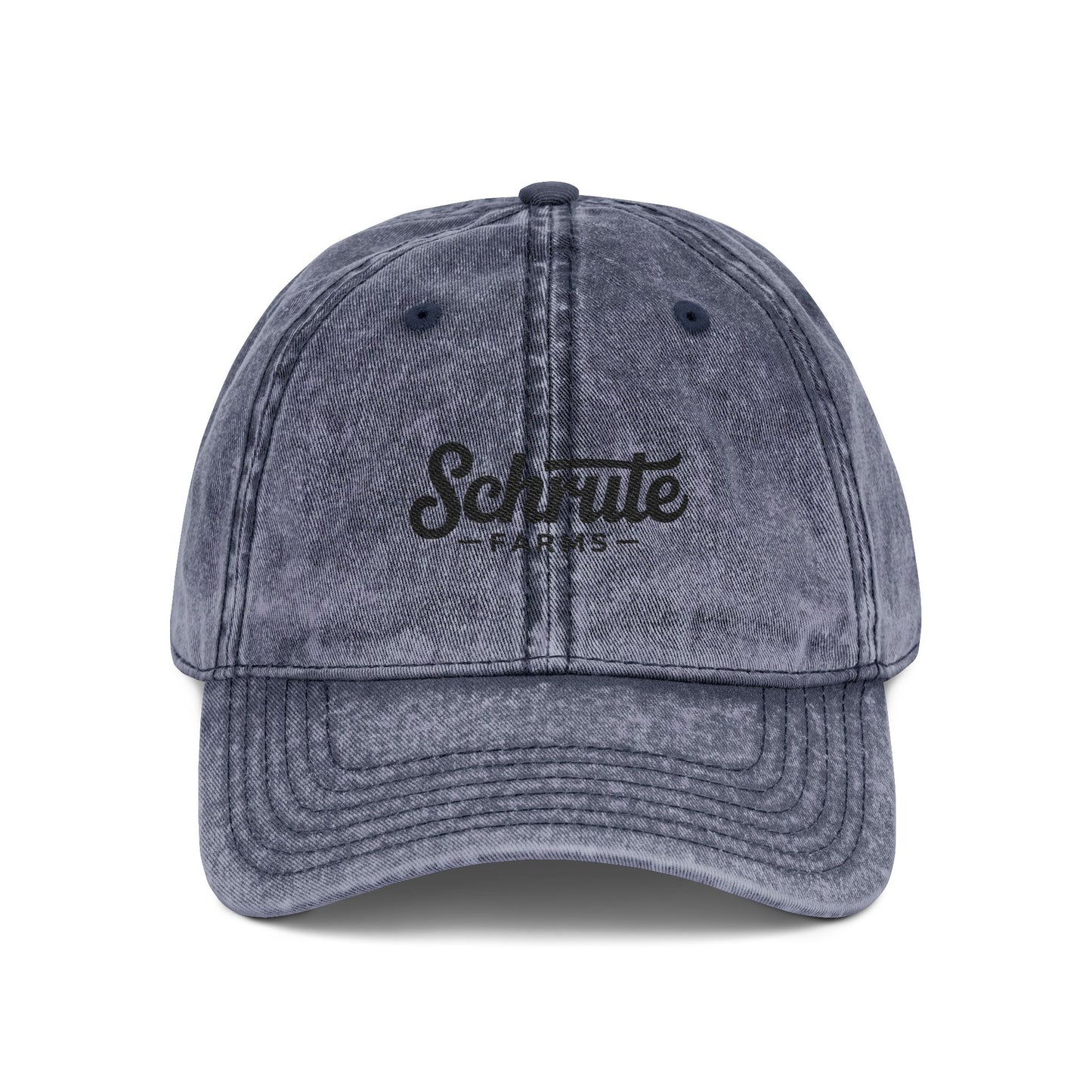 Vintage Embroidered Cap — "Schrute Farms" Retro Dad Hat Hats Printify One size Navy