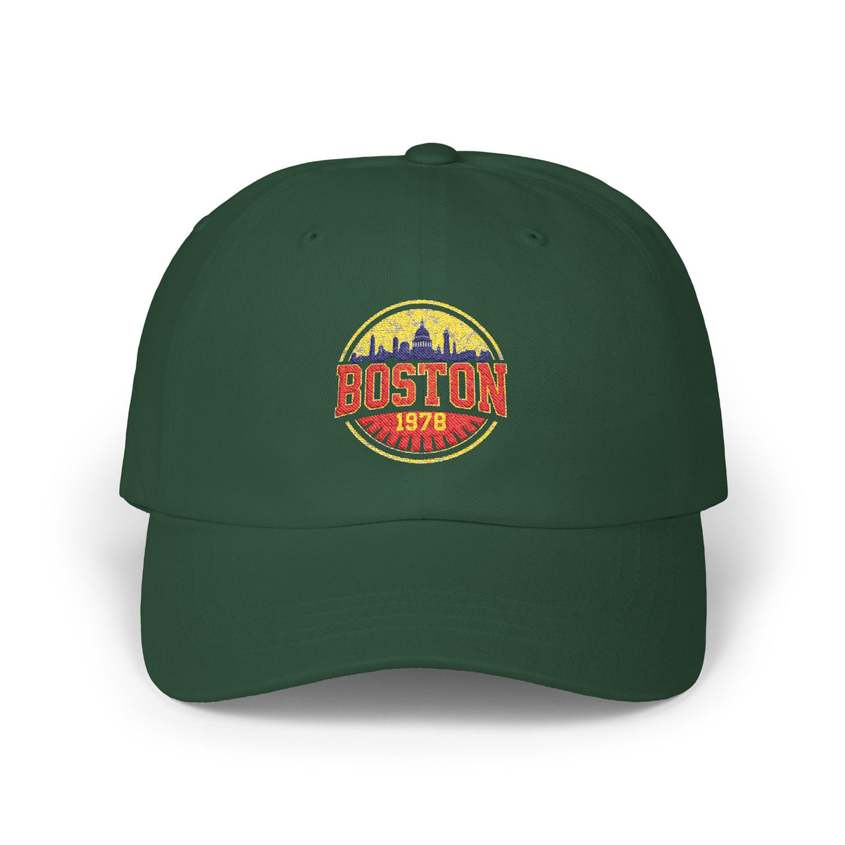 Boston Vintage Dad Cap – Retro Skyline Embroidered Baseball Hat Hats Printify Spruce One size
