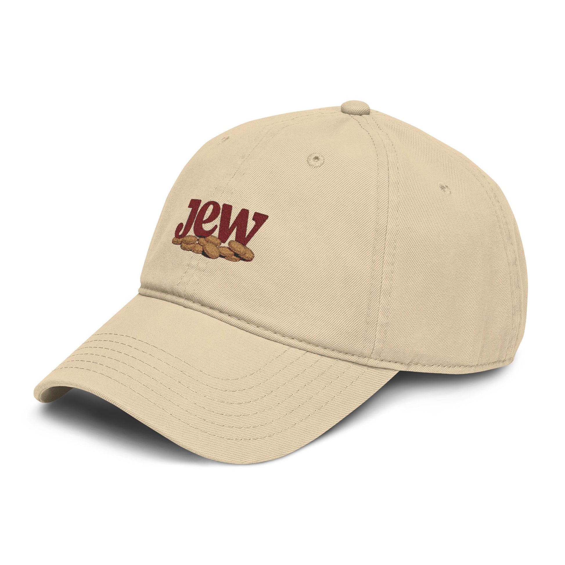 Embroidered "Jew" Challah Bread Washed Baseball Cap Hats Printify