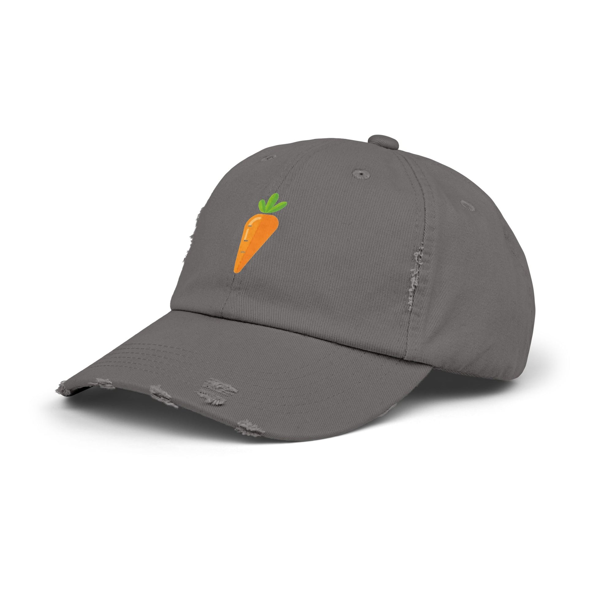 Carrot Patch Distressed Cap — Cute Embroidered Vegetable Baseball Hat Hats Printify