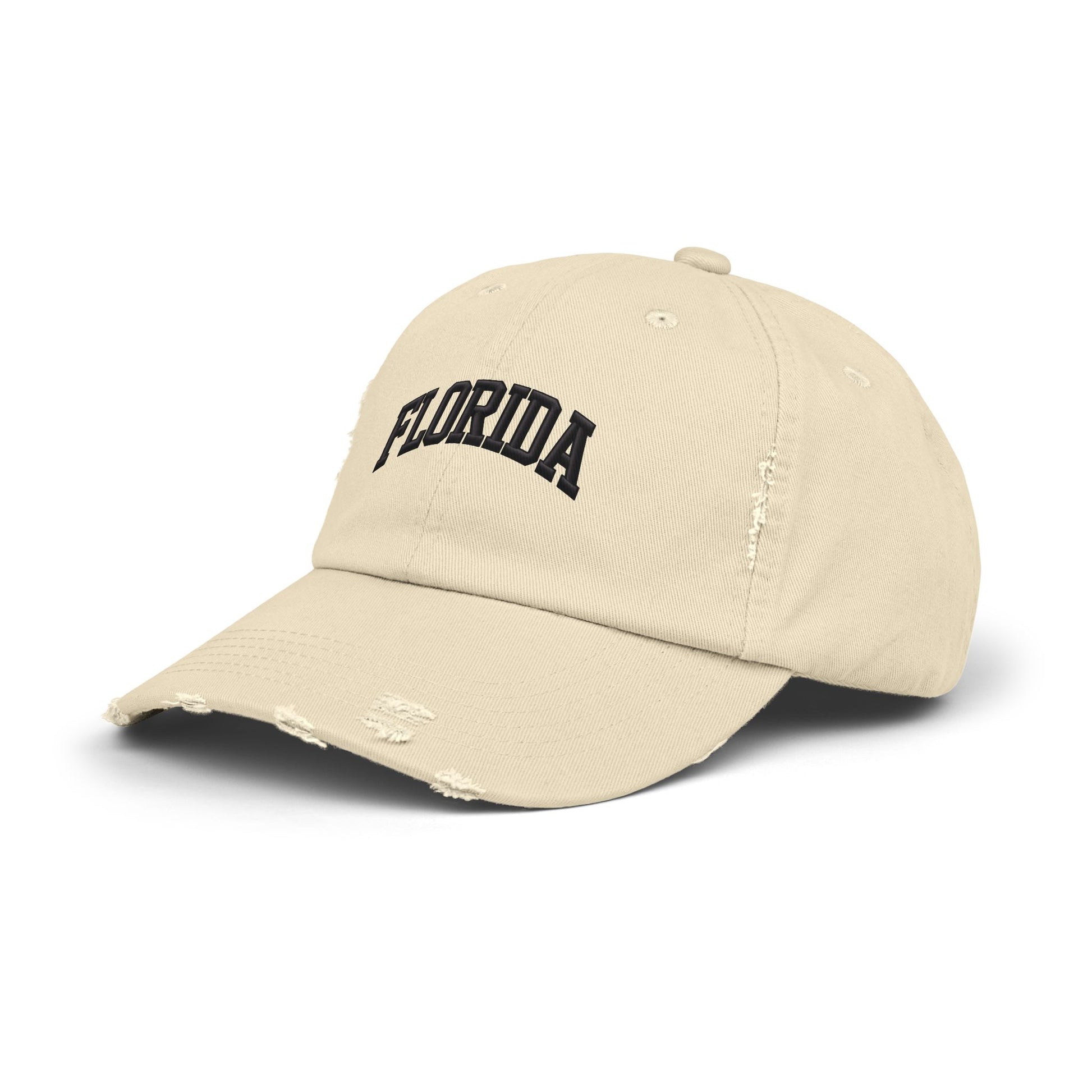 Distressed 'Florida' Baseball Cap — Vintage Black Dad Hat Hats Printify