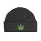 Embroidered Glitter Cannabis Leaf Cuff Beanie Hats Printify One size Coal