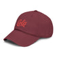 Washed Cotton Baseball Cap with Retro "Cola" Script Embroidery