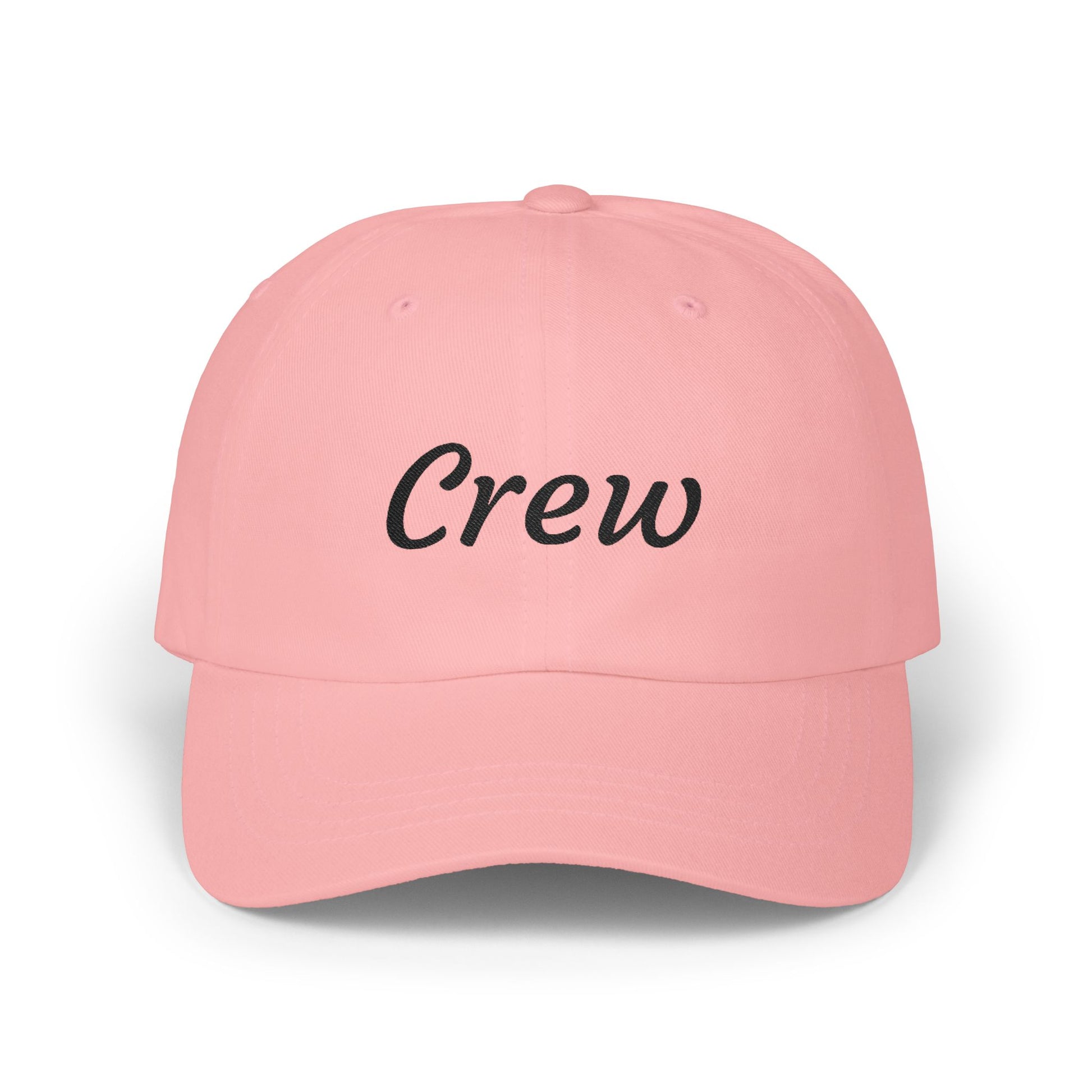 Crew Embroidered Dad Cap - Classic White Adjustable Baseball Hat Hats Printify Pink One size