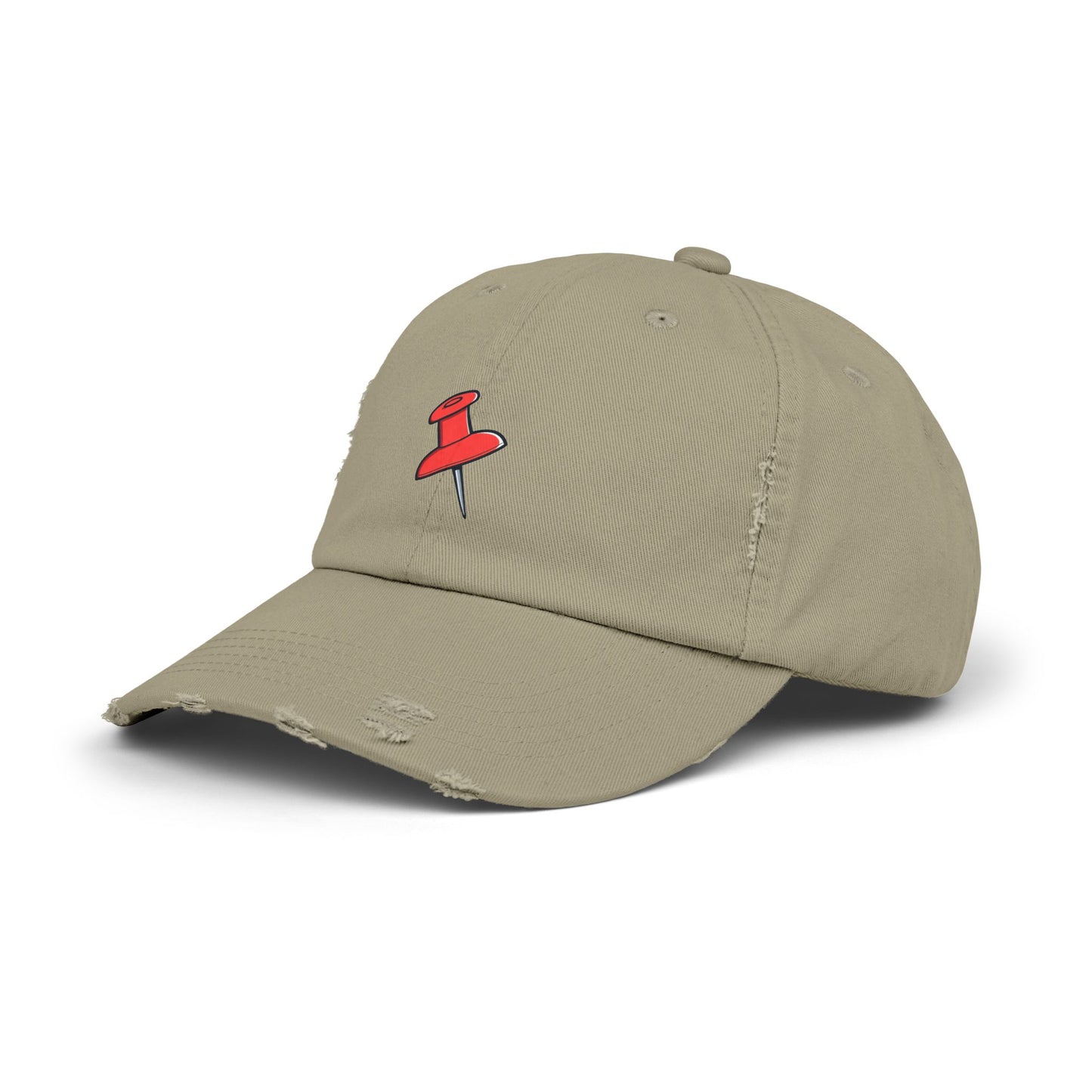 Pushpin Embroidered Distressed Cap Hats Printify