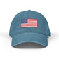 Embroidered American Flag Denim Hat — Classic USA Baseball Cap Hats Printify One size Blue