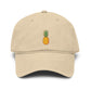 Pineapple Embroidered Washed Baseball Cap Hats Printify One size Khaki