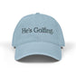 He's Golfing Denim Embroidered Hat — Casual Golf Cap for Him