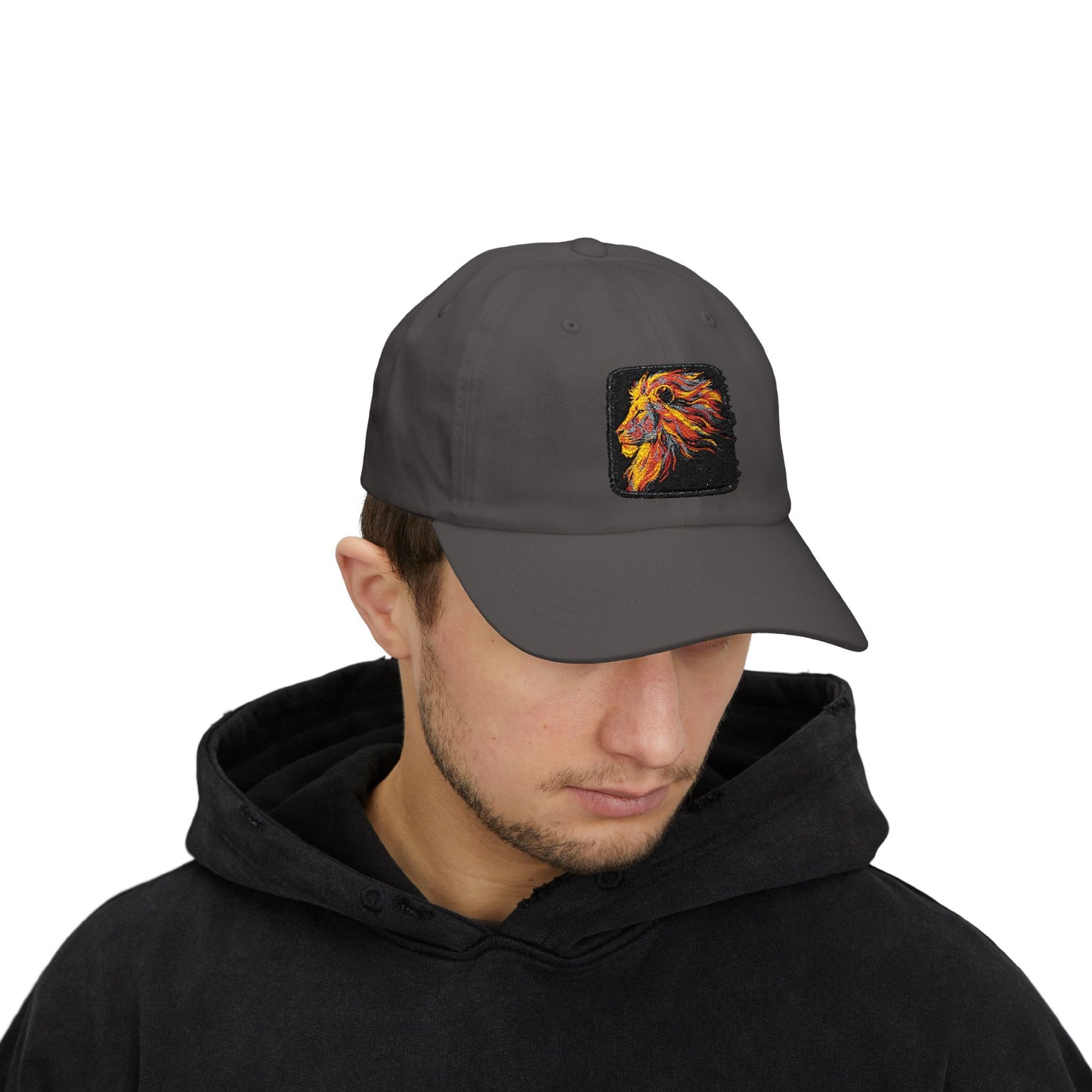Dad Cap — Embroidered Fiery Lion Patch Baseball Hat