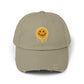 Distressed Melting Smiley Cap — Grunge Drip Dad Hat Hats Printify Light Olive One size