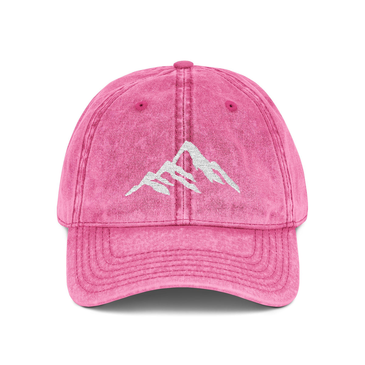 Vintage Embroidered Mountain Cap — Washed Red Dad Hat Hats Printify One size Pink
