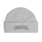 Coastal Cuff Beanie — Knit Winter Hat with 'COASTAL' Embroidered Seaglass Script Hats Printify One size Athletic Heather