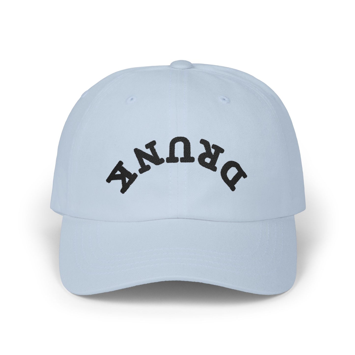 Dad Cap – 'DRUNK' Arch Embroidered White Baseball Hat