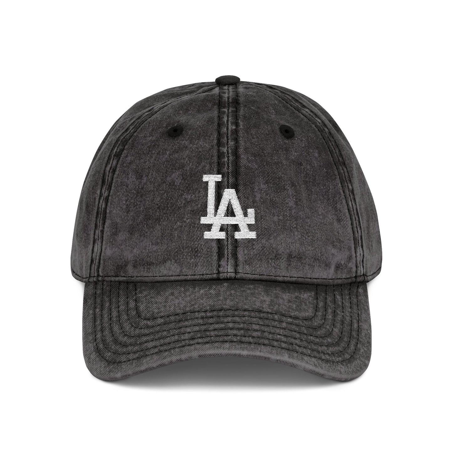 Vintage Embroidered LA Cap — Washed Red Baseball Hat Hats Printify One size Black