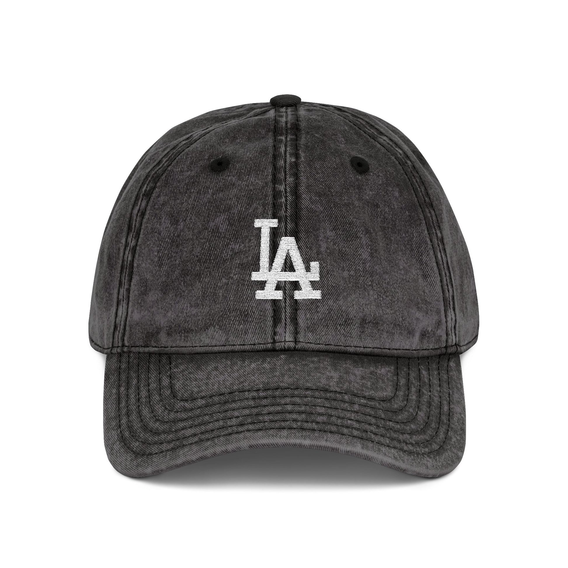 Vintage Embroidered LA Cap — Washed Red Baseball Hat Hats Printify One size Black