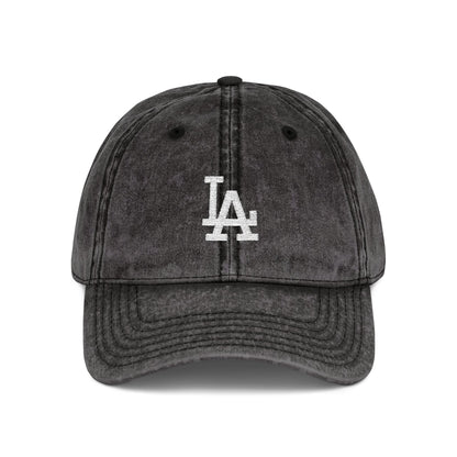 Vintage Embroidered LA Cap — Washed Red Baseball Hat Hats Printify One size Black