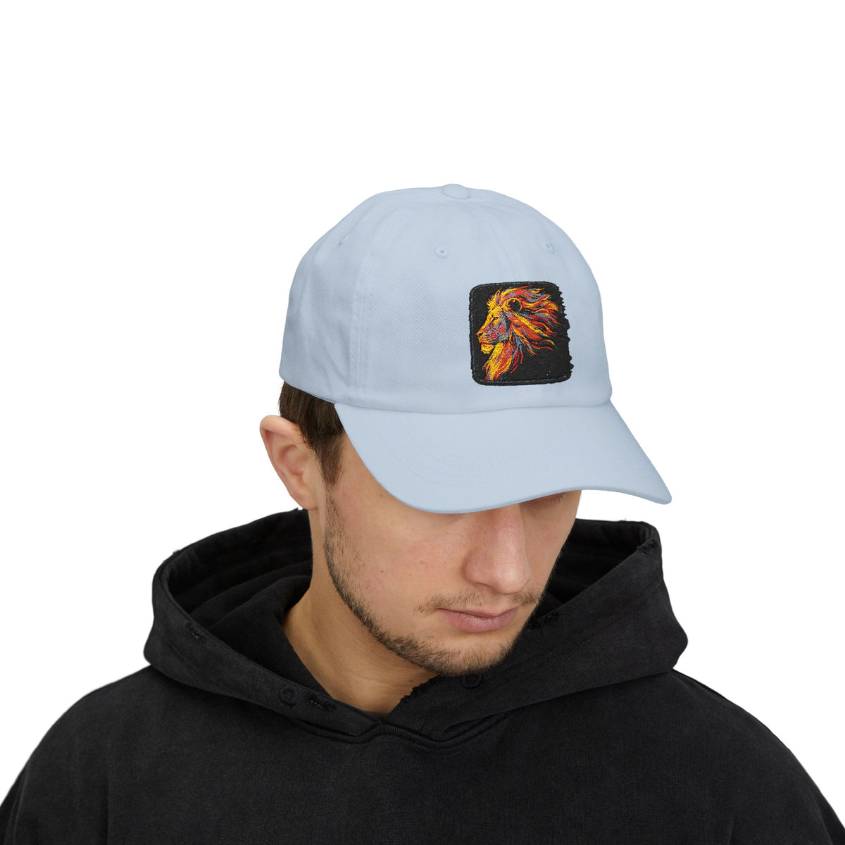 Dad Cap — Embroidered Fiery Lion Patch Baseball Hat