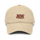 Embroidered "Jew" Challah Bread Washed Baseball Cap Hats Printify One size Khaki