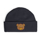Embroidered Teddy Cuff Beanie — Cute Sequin Bear Knit Hat Hats Printify One size Navy