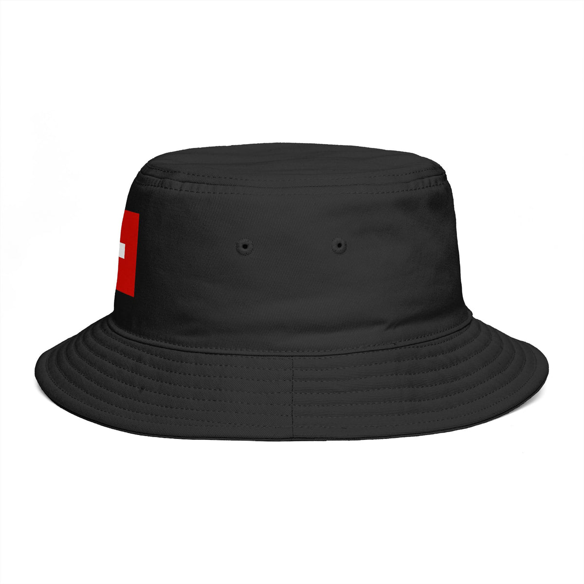 Swiss Cross Brown Bucket Hat — Alpine Flag Patch Sun Hat Hats Printify