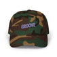 Groove Embroidered Dad Cap – Retro Purple 90s Vibe Adjustable Hat Hats Printify Green Camo One size