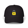 Lock Embroidered Dad Cap — Minimal Yellow Padlock Baseball Hat Hats Printify Black One size