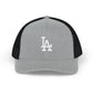 Embroidered LA Logo Snapback Trucker Cap Hats Printify One size Heather Grey/Black