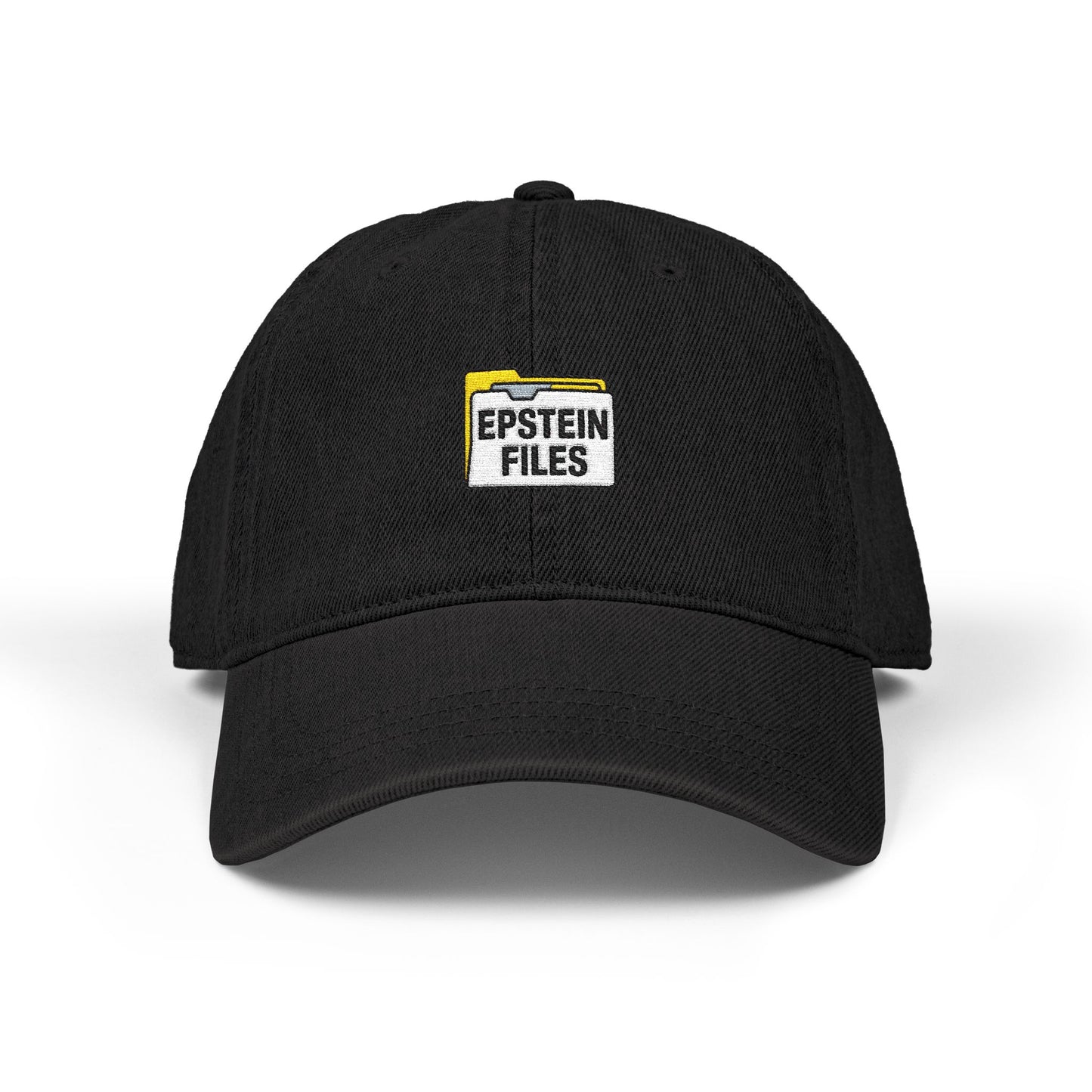 Embroidered 'Epstein Files' Denim Hat — Black Dad Cap Hats Printify One size Black