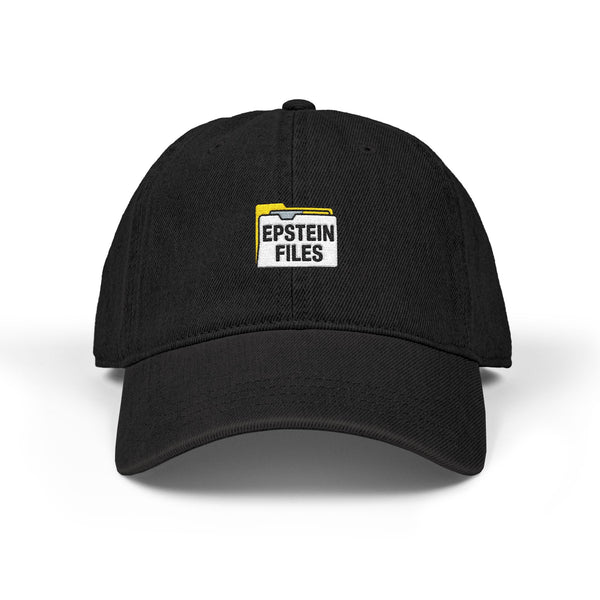 Embroidered 'Epstein Files' Denim Hat — Black Dad Cap Hats Printify One size Black