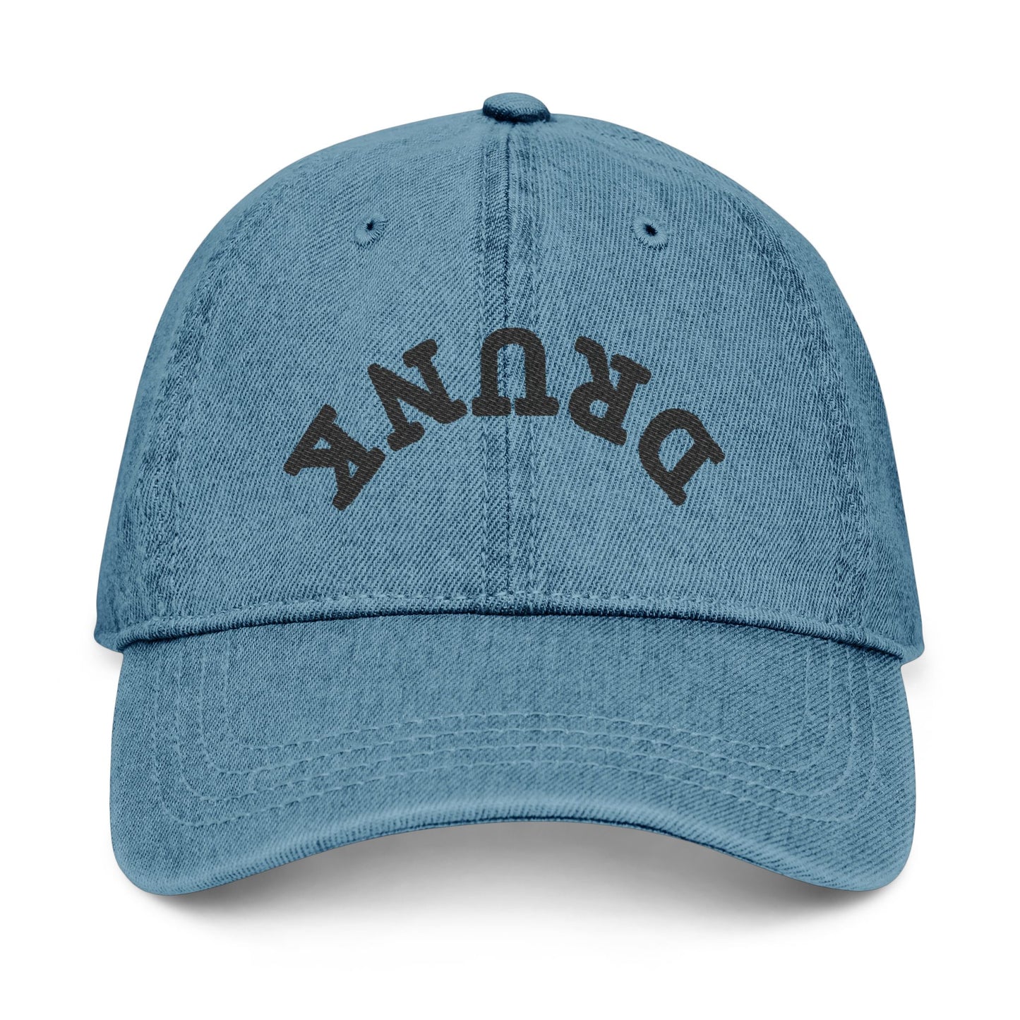 Drunk Embroidered Denim Hat – Distressed Black Baseball Cap